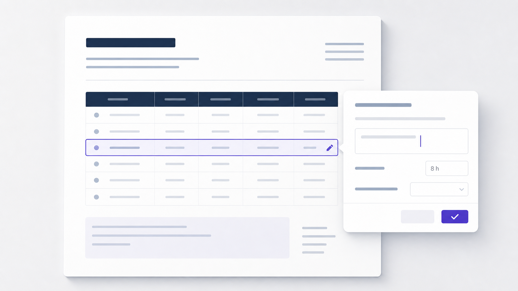 Bearbeitbare Zeile eines digitalen Berichtshefts mit geöffnetem Editor